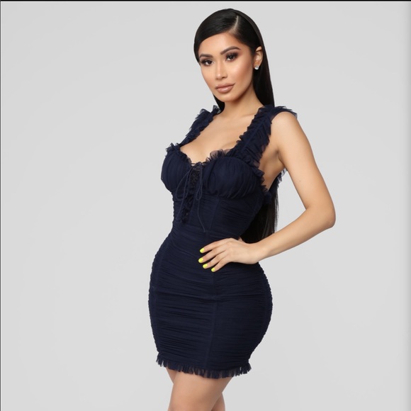 FASHION NOVA RUFF AROUND THE EDGES RUCHED MINI DRESS - Picture 3 of 6